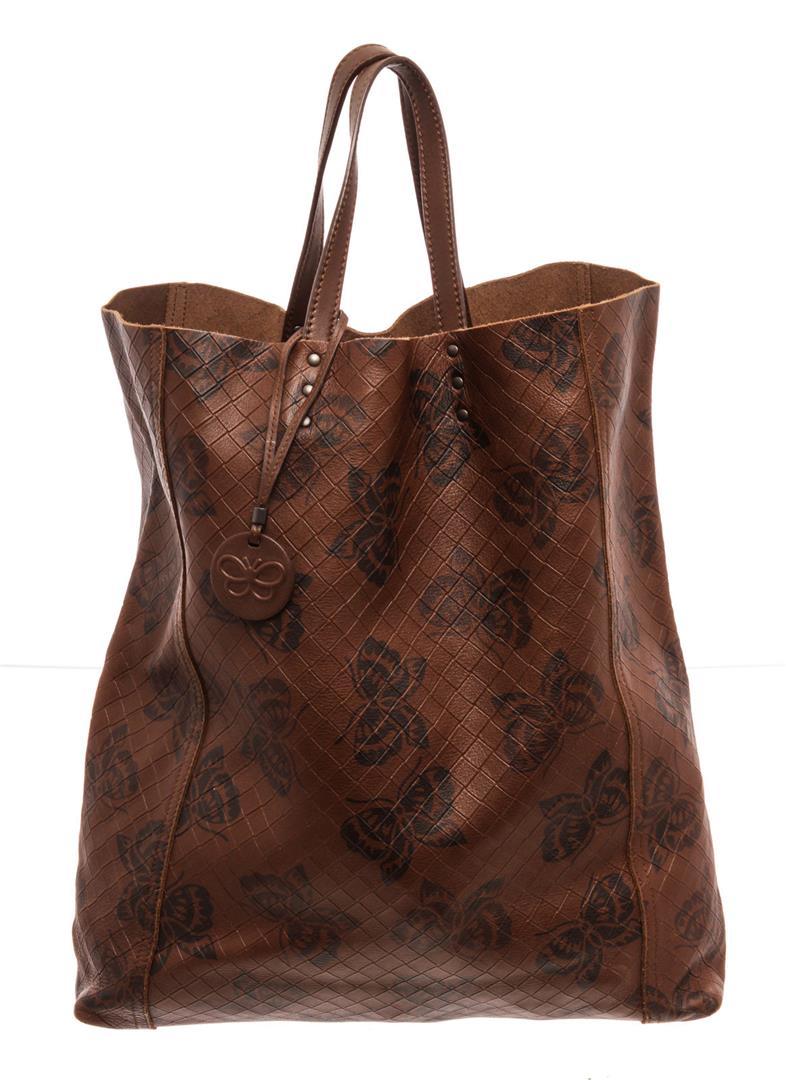 Bottega Veneta Brown Leather Intrecciato Butterfly Tote Bag