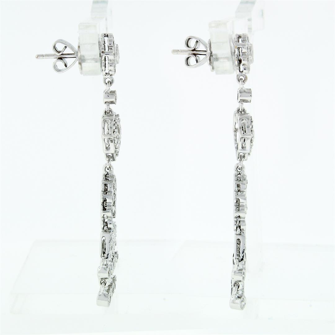 Elegant 18k White Gold 1.35 ctw Diamond Chandelier Milgrain Drop Dangle Earrings