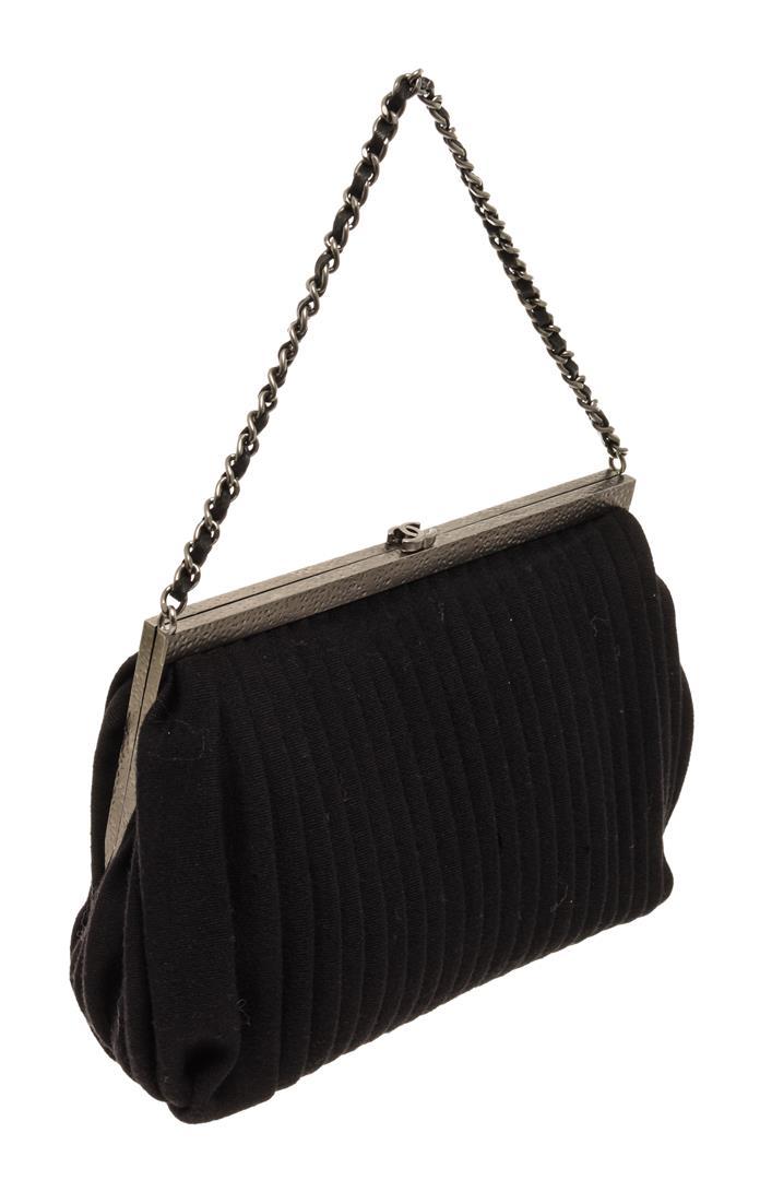 Chanel Black Suede Bow Motiff CC Shoulder Bag