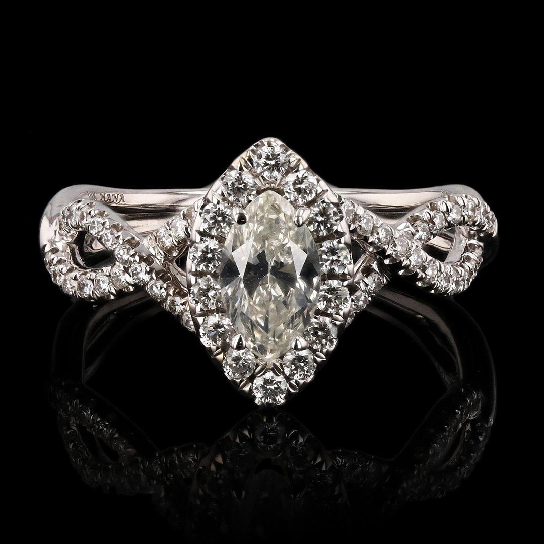 0.53 ctw CENTER SI2 CLARITY Diamond 18K White Gold Ring (0.94 ctw Diamonds)