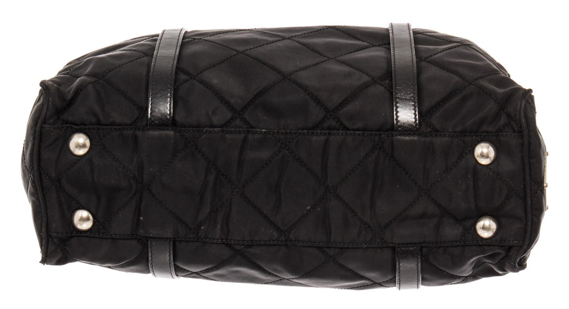 Prada Black Quilted Tessuto Nylon Chain Small Shoulder Bag