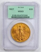 1927 $20 Double Eagle Gold Coin PCGS MS63