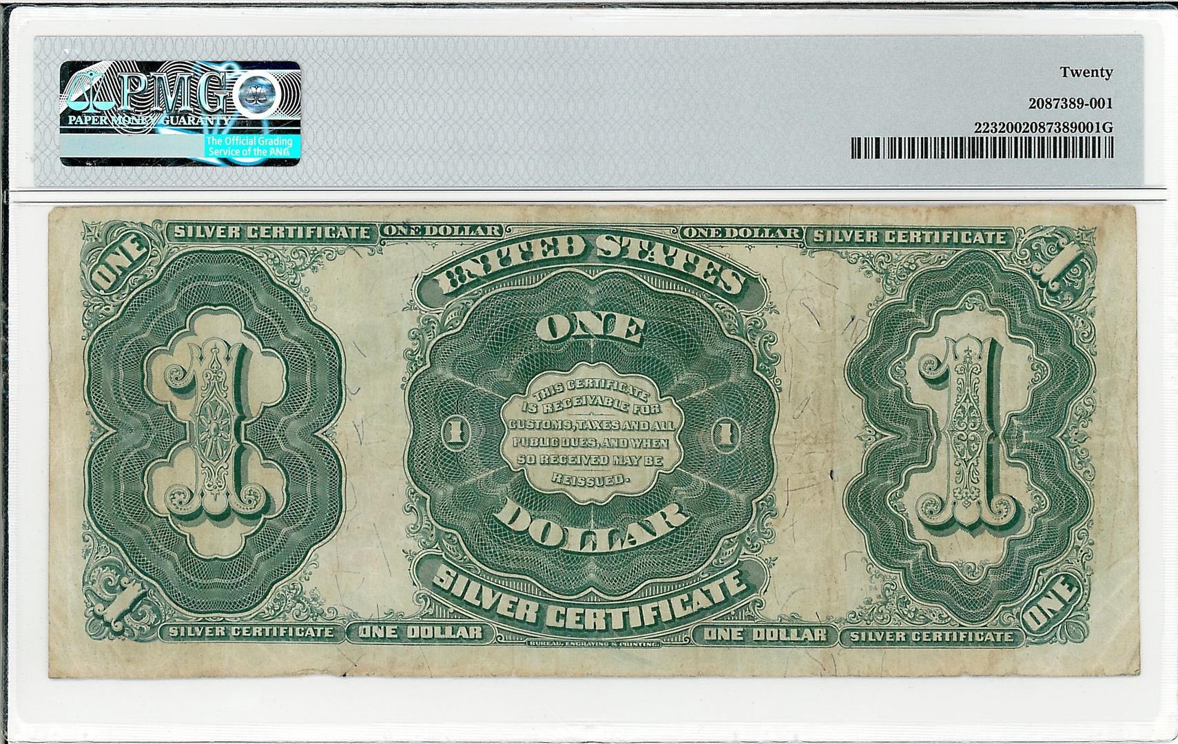 1891 $1 Silver Certificate Bank Note PMG 20 Very Fine