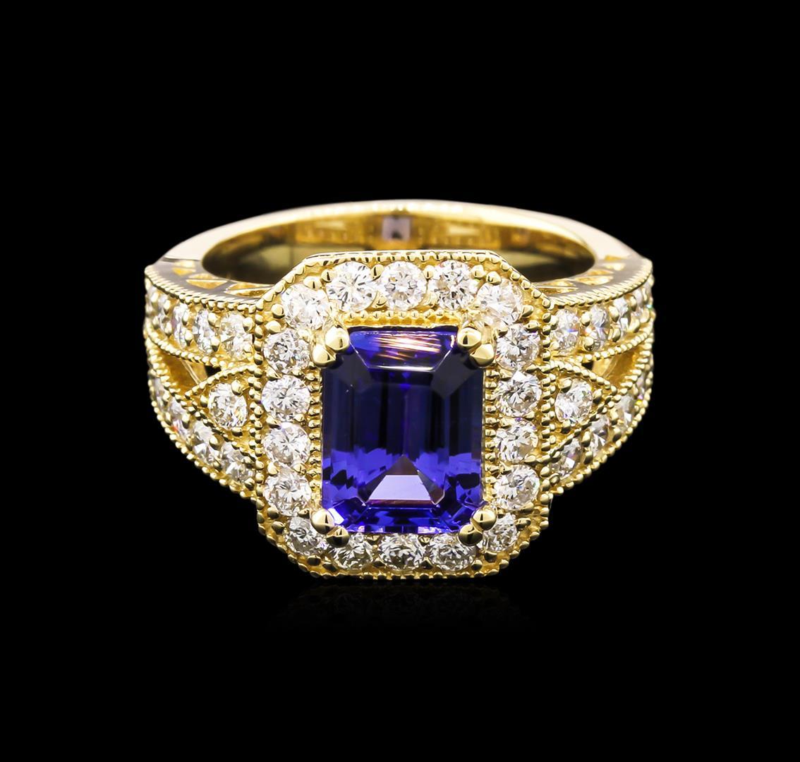 2.08 ctw Tanzanite and Diamond Ring - 14KT Yellow Gold