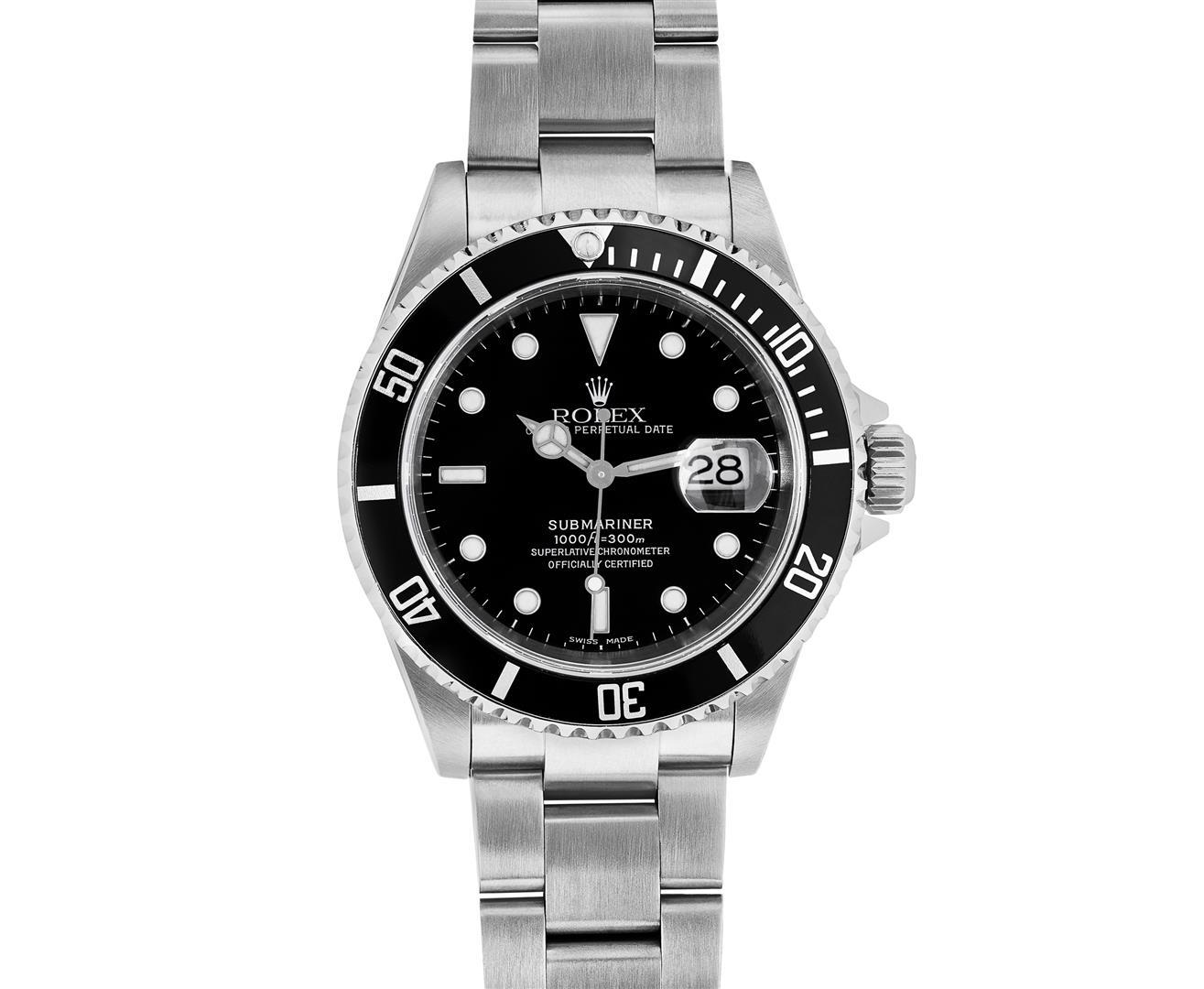 Rolex Mens No Holes Case Stainless Steel Black Dial Submariner With Rolex Box