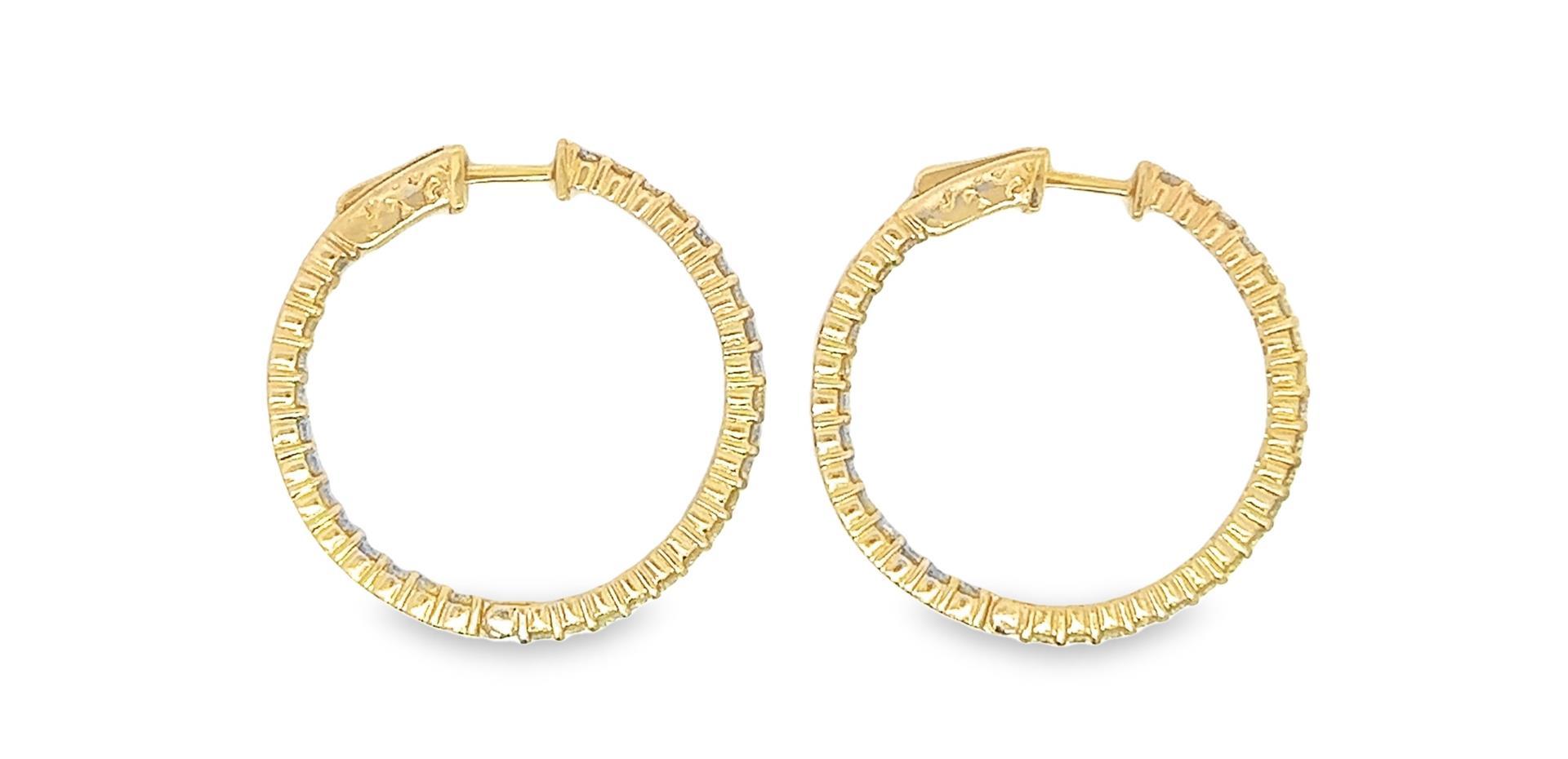 2.10 ctw Diamond Hoop Earrings - 14KT Yellow Gold