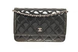 Chanel Black Patent Leather Woc Flap Shoulder Bag