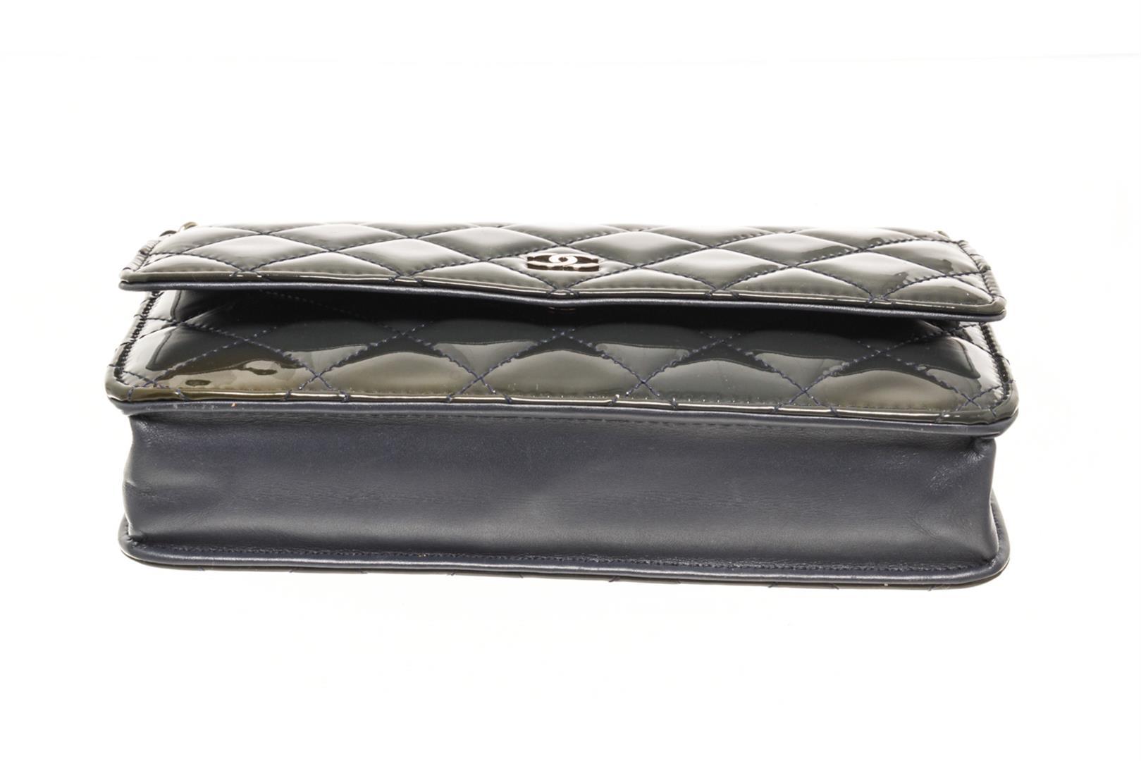 Chanel Black Patent Leather Woc Flap Shoulder Bag