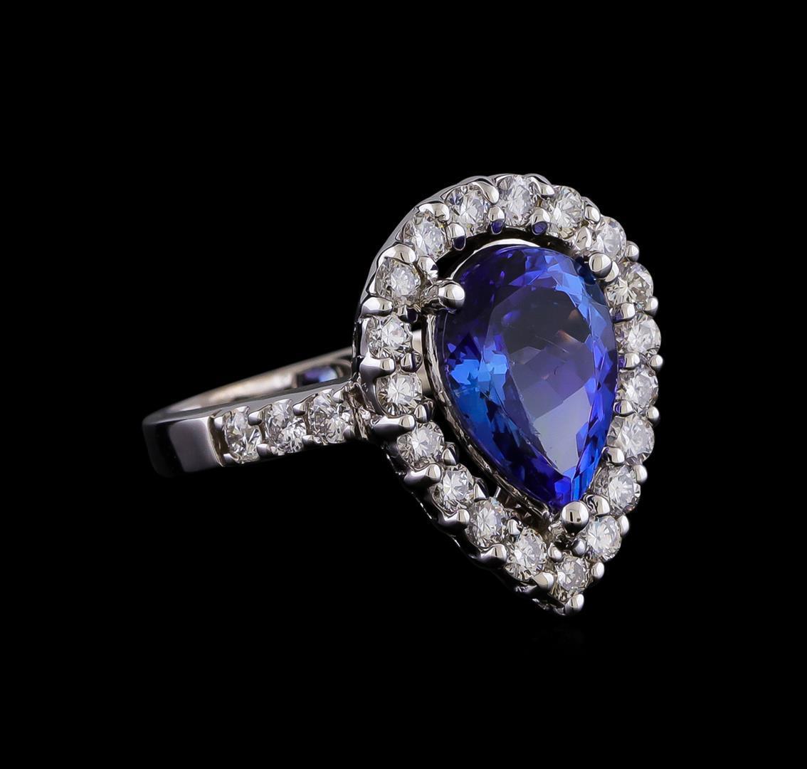 4.03 ctw Tanzanite and Diamond Ring - 14KT White Gold