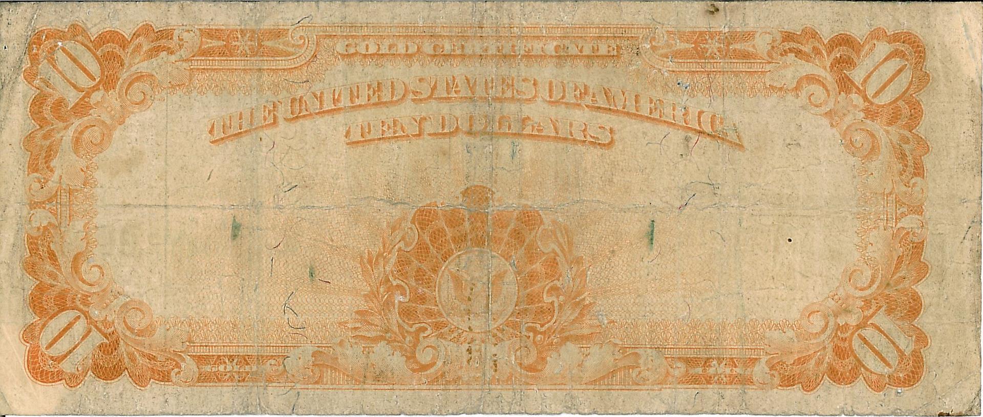 1922 $10 Gold Certificate Bank Note