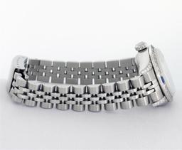 Rolex Ladies Quickset Stainless Steel Silver Index 18K White Gold Diamond & Sapp