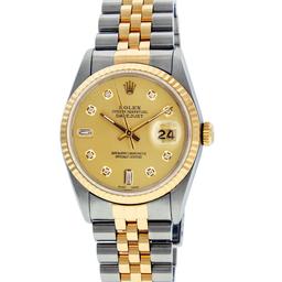 Rolex 36MM Two Tone Yellow Gold And Steel Champagne Diamond Datejust Wristwatch