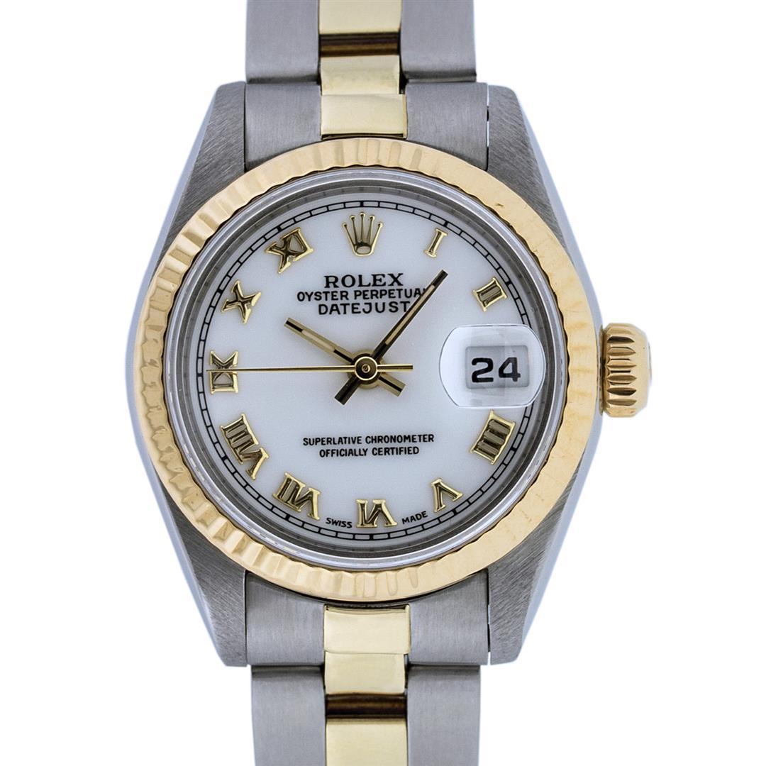 Rolex Ladies 2T Yellow Gold & Stainless Steel White Roman 26MM