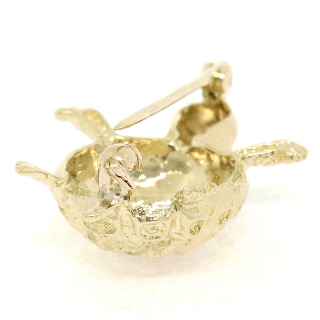 Petite 14K Yellow Gold Amazing Highly Detailed Textured Turtle Brooch Pin 4.33g