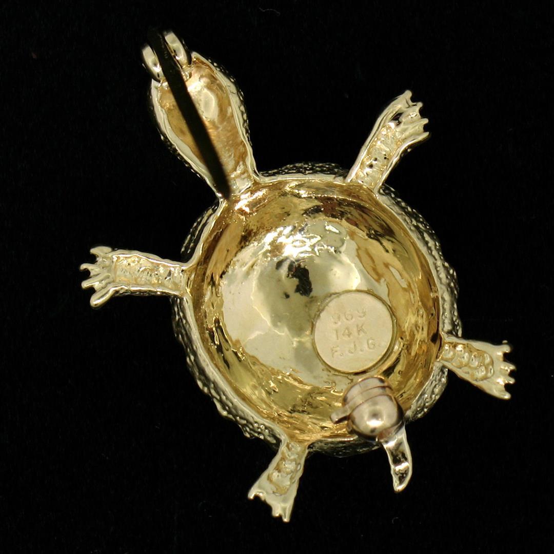 Petite 14K Yellow Gold Amazing Highly Detailed Textured Turtle Brooch Pin 4.33g