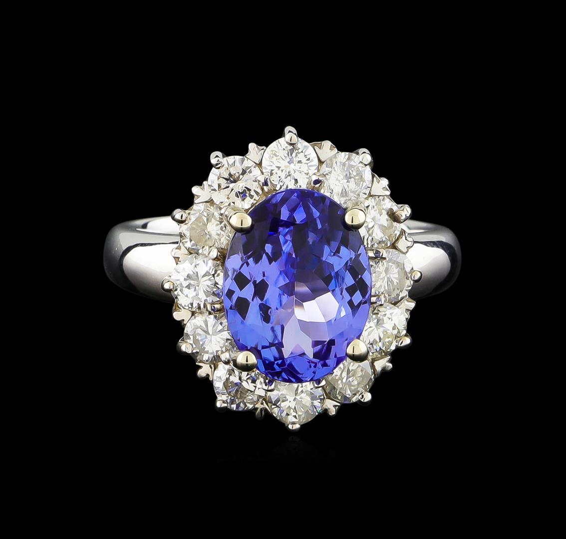 14KT White Gold 3.35 ctw Tanzanite and Diamond Ring