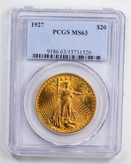 1927 $20 Double Eagle Gold Coin PCGS MS63