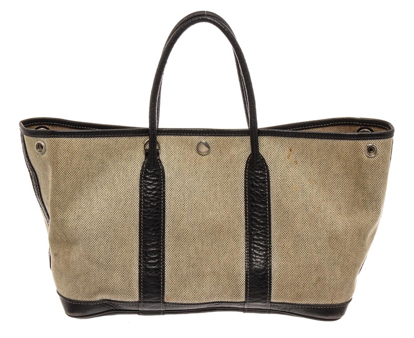 Hermes Beige Canvas Garden Party Tote Bag