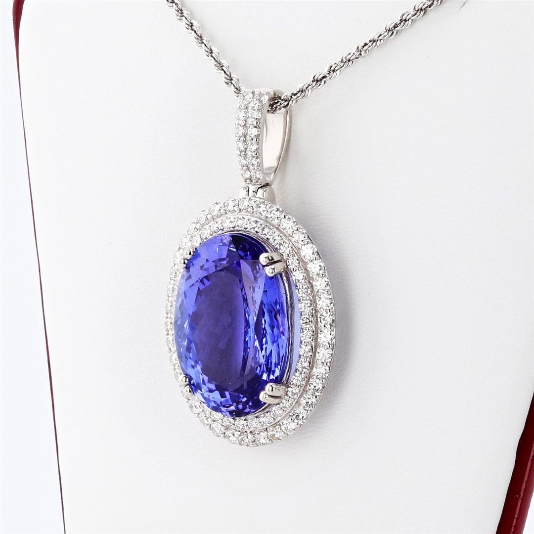 18.75 ctw Tanzanite and 1.39 ctw Diamond Platinum Pendant/Necklace (GIA CERTIFIE