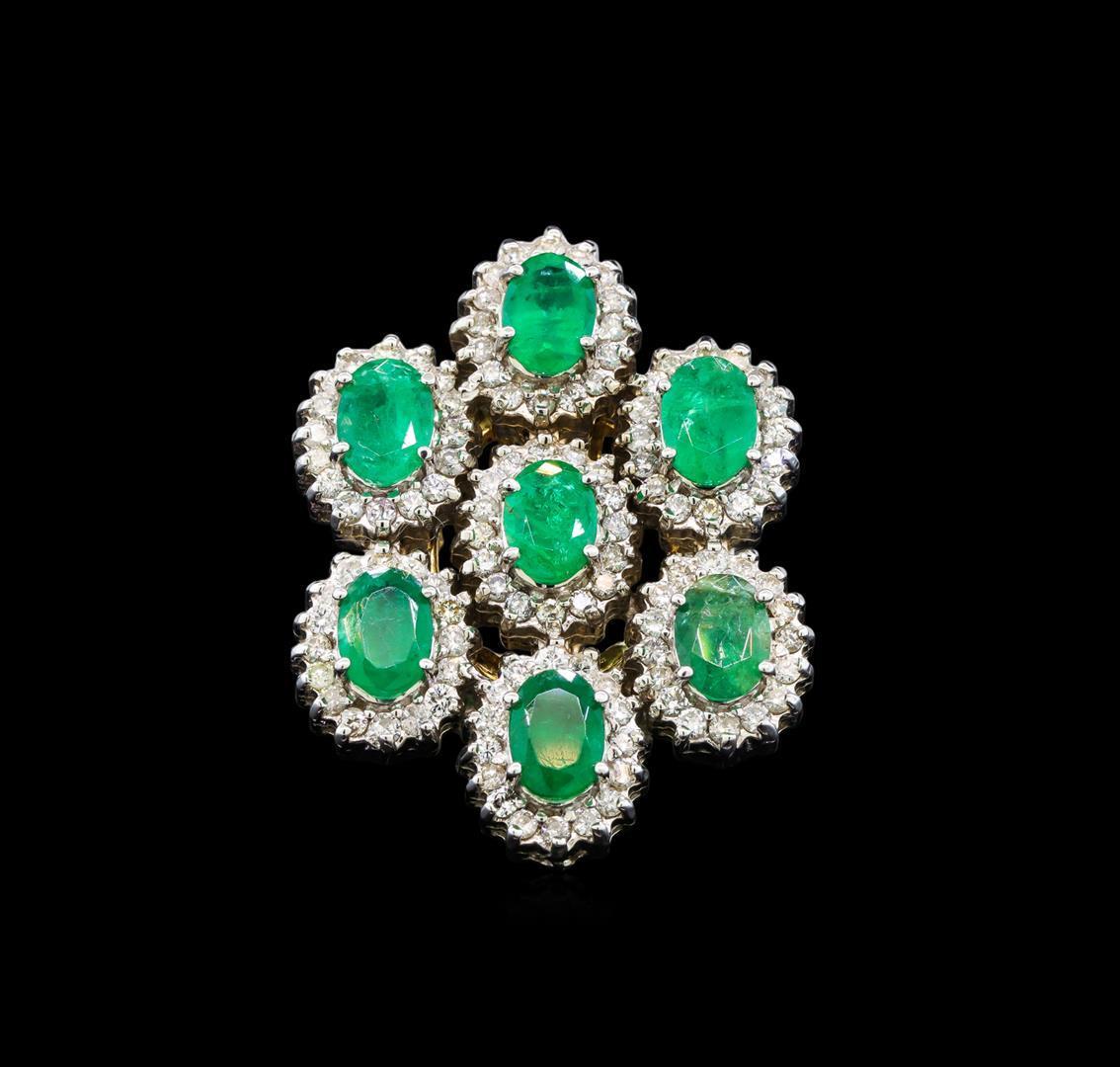 14KT Yellow Gold 4.90 ctw Emerald and Diamond Ring