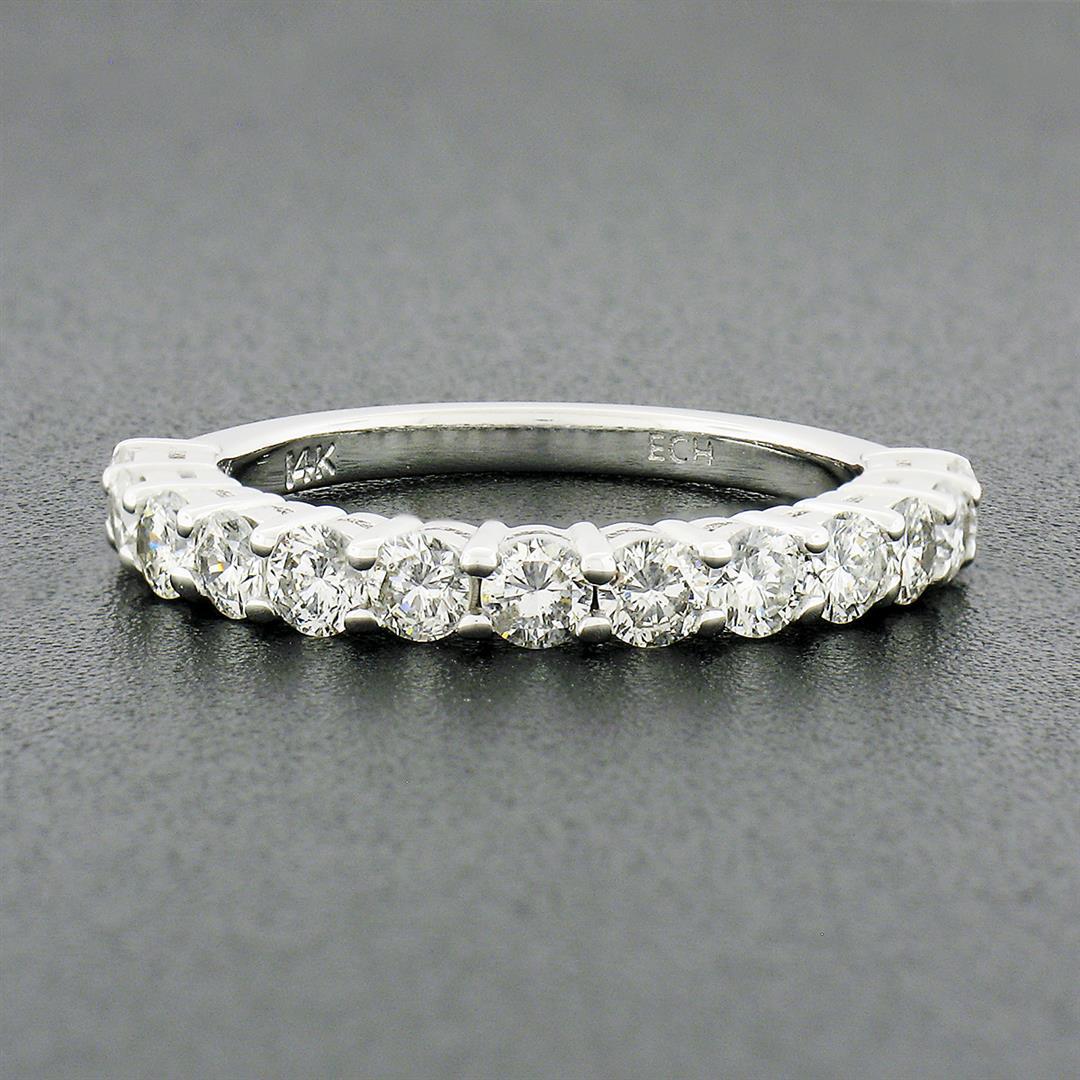 NEW 14k White Gold 1.14 ctw Round Shared Prong Diamond Classic Wedding Band Ring