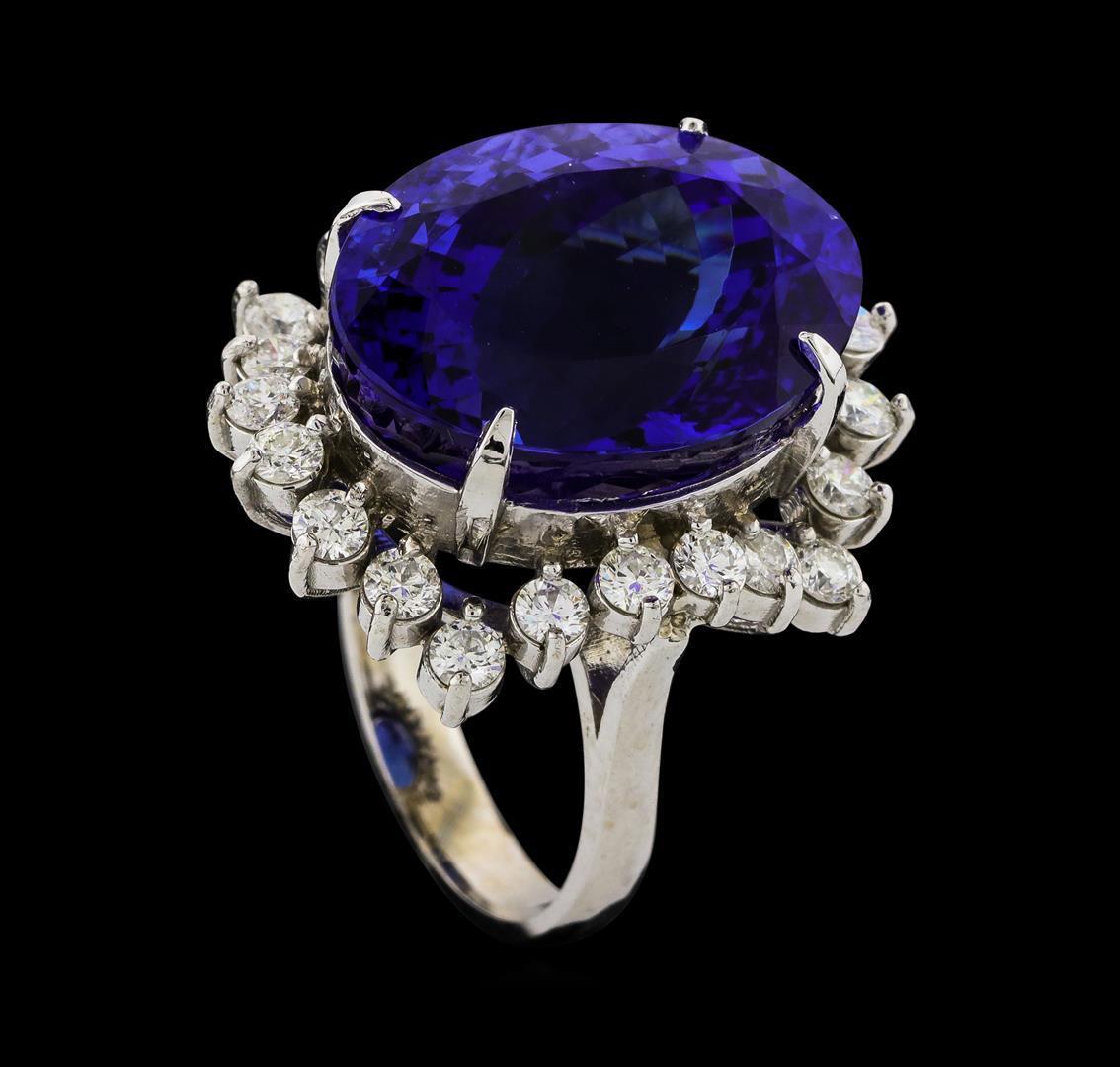 GIA Cert 22.45 ctw Tanzanite and Diamond Ring - 14KT White Gold