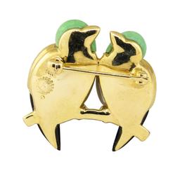 0.12 ctw Diamond and Multi-Colored Gemstone Lovebird Pin - 14KT Yellow Gold