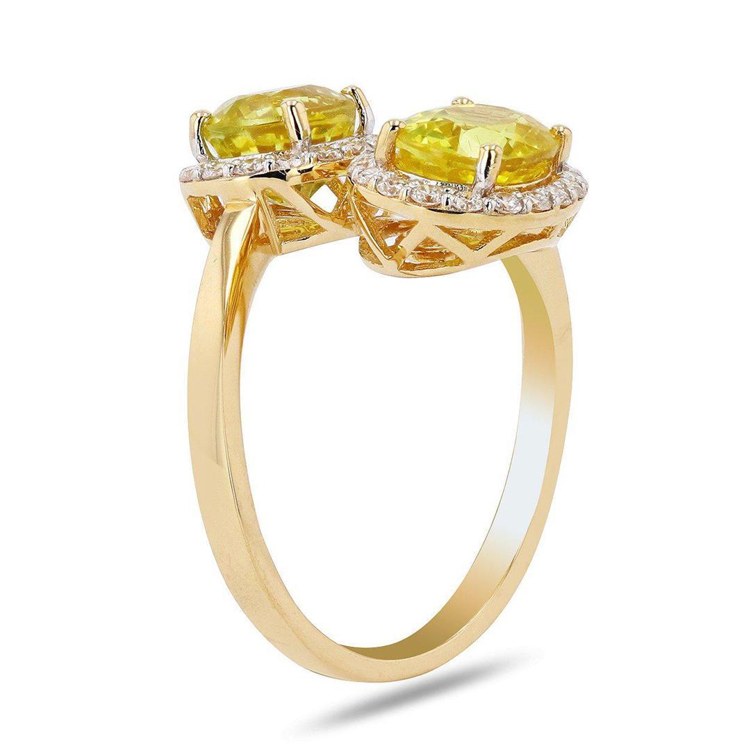 3.99 ctw Yellow Sapphire and 0.40 ctw Diamond 18K Yellow Gold Ring