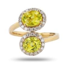 3.99 ctw Yellow Sapphire and 0.40 ctw Diamond 18K Yellow Gold Ring