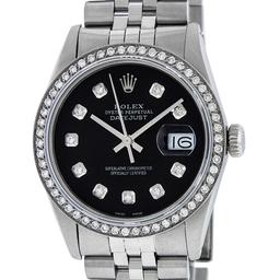 Rolex 36MM Stainless Steel Black Diamond Datejust Wristwatch