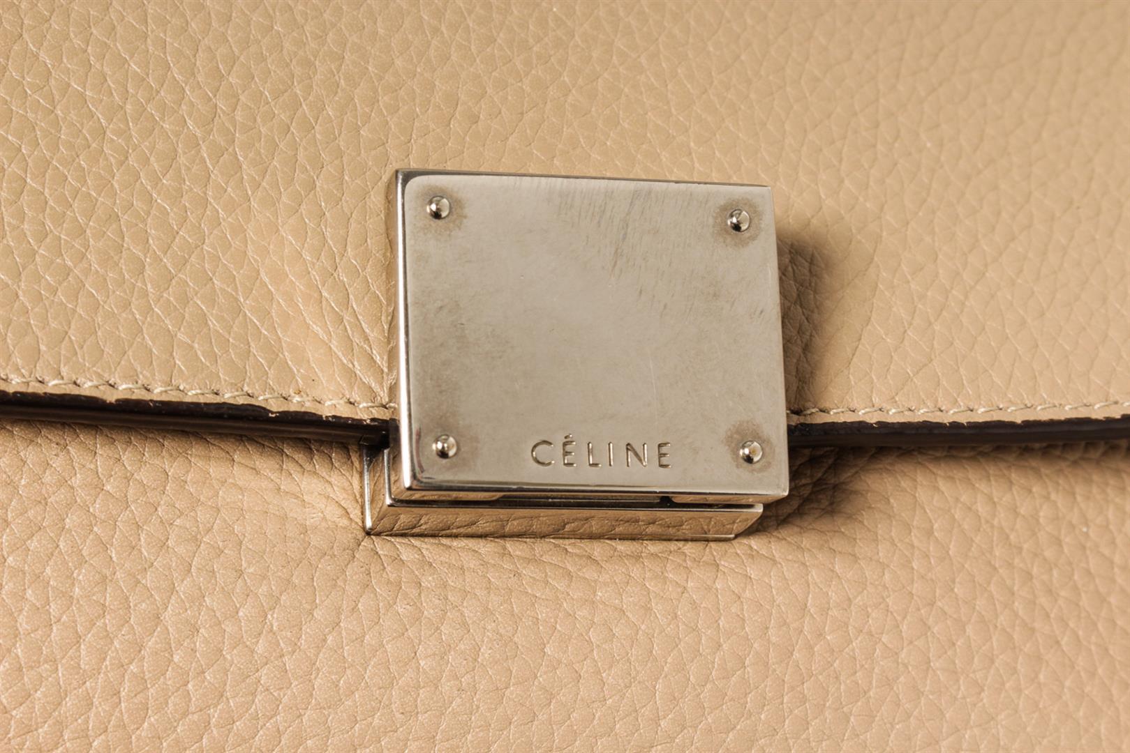 Celine Beige Leather Suede Trapeze Two-Way Bag