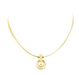 0.61 ctw Diamond and Pearl Pendant And Chain - 18KT Yellow Gold