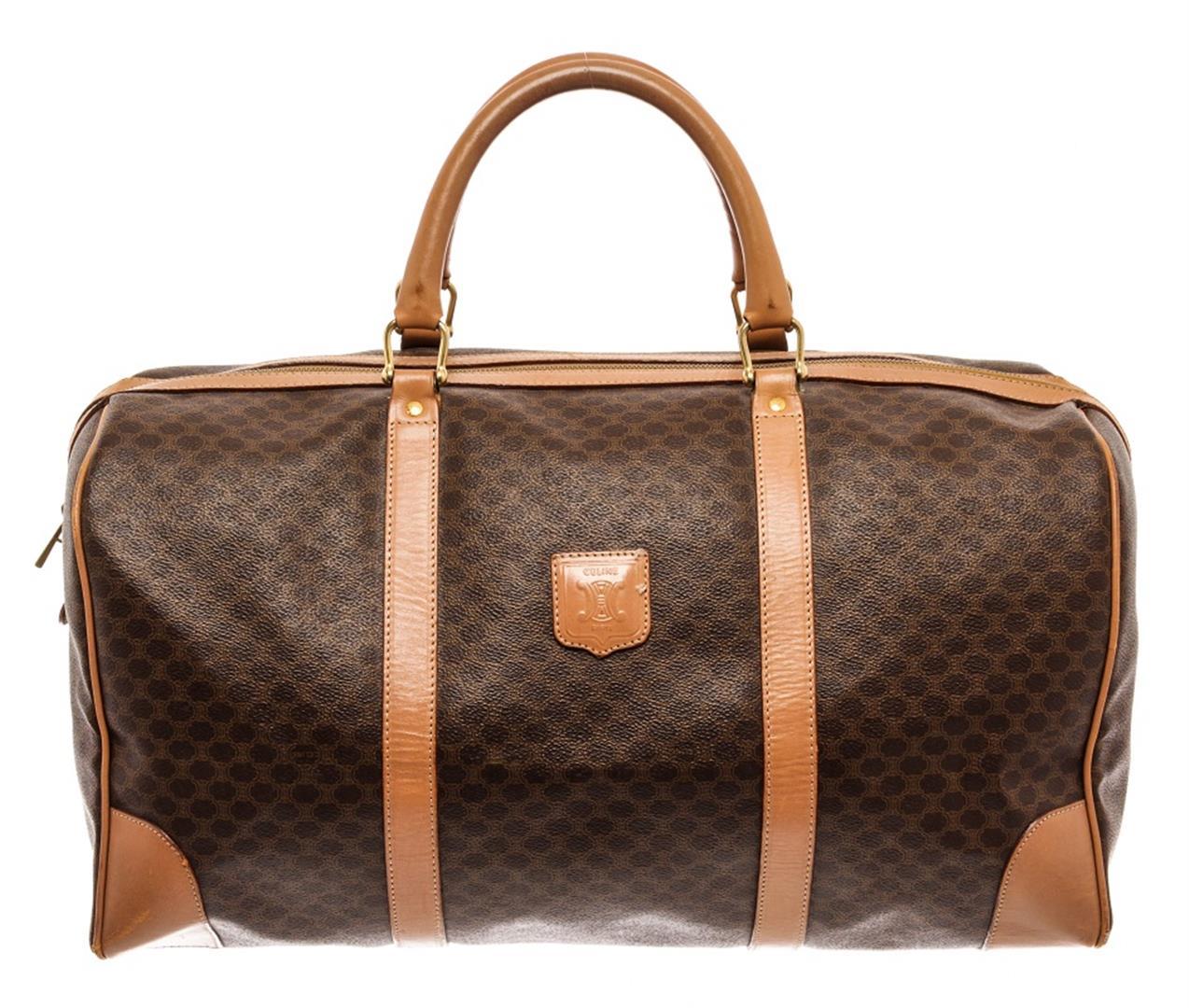 Celine Brown Leather Macadam Duffle Bag