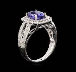 14KT White Gold 2.37 ctw Tanzanite and Diamond Ring