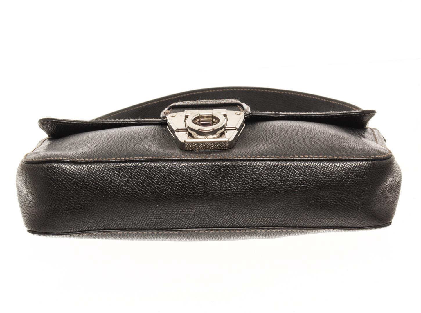 Salvatore Ferragamo Black Leather Ganc Shoulder Bag