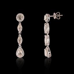 4.01 ctw Diamond 18K White Gold Dangle Earrings