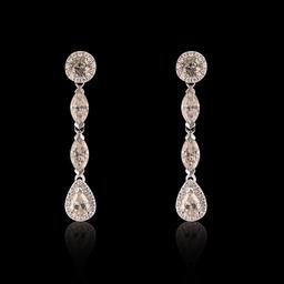 4.01 ctw Diamond 18K White Gold Dangle Earrings