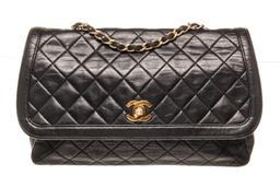 Chanel Black Leather Single Flap Chain Shoulder Bag