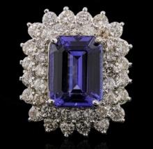 14KT White Gold 6.93 ctw Tanzanite and Diamond Ring