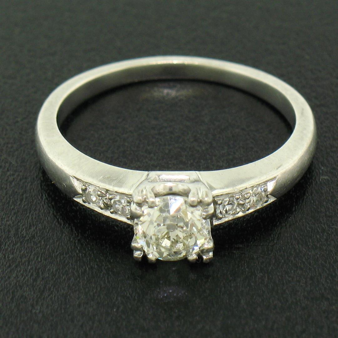 Antique Art Deco .900 Platinum 0.51 ctw Old European Cut Diamond Engagement Ring