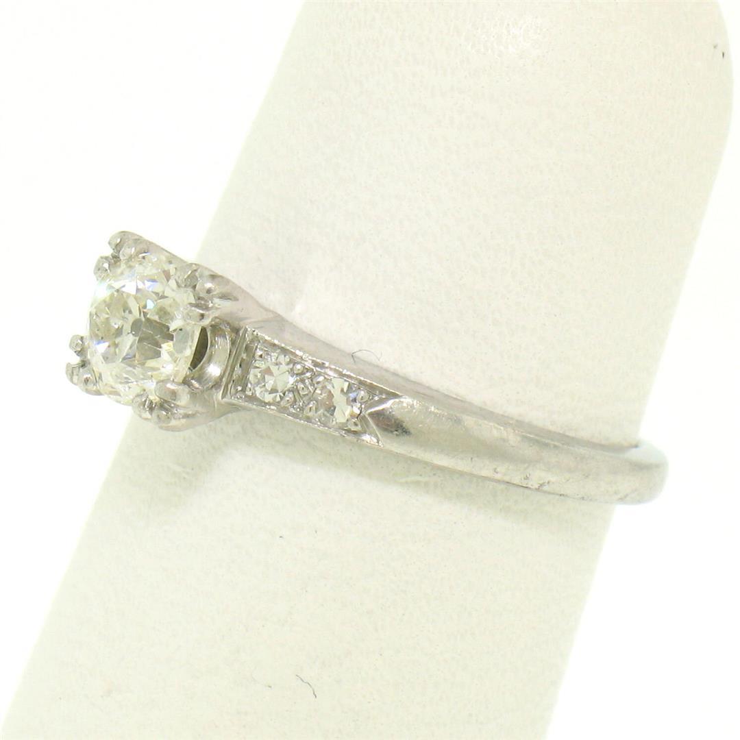 Antique Art Deco .900 Platinum 0.51 ctw Old European Cut Diamond Engagement Ring