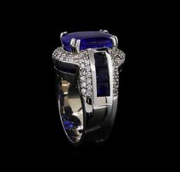 12.45 ctw Sapphire and Diamond Ring - 14KT White Gold