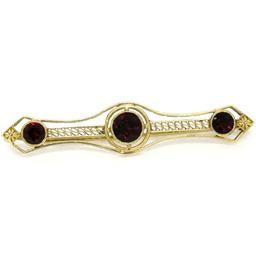 Antique Art Nouveau 14k Yellow Gold 2.20 ctw Old Round Garnet Filigree Pin Brooc