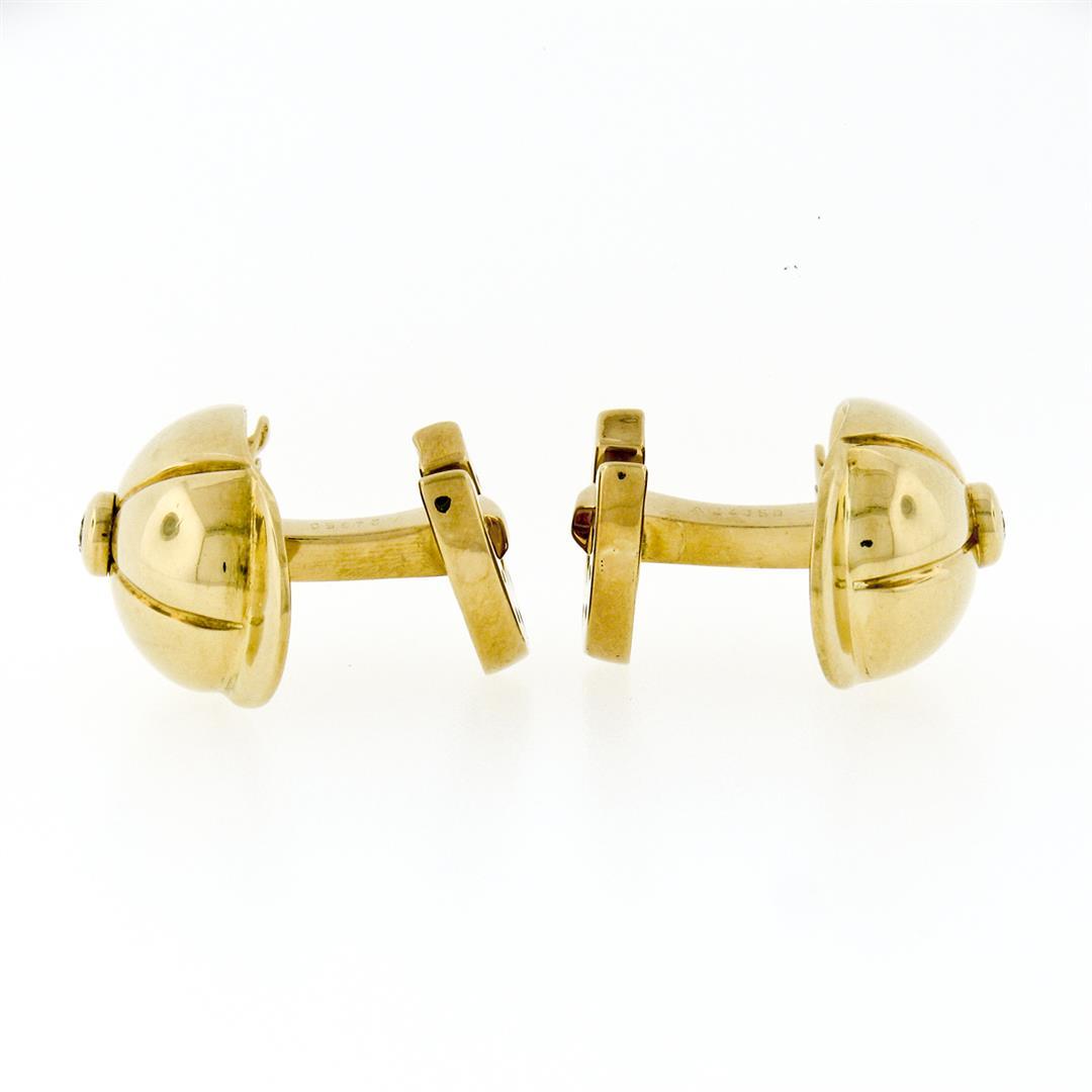 Piaget 1993 18k Gold Bezel Diamond Jockey Cap Horse Shoe Swivel Back Cuff Links