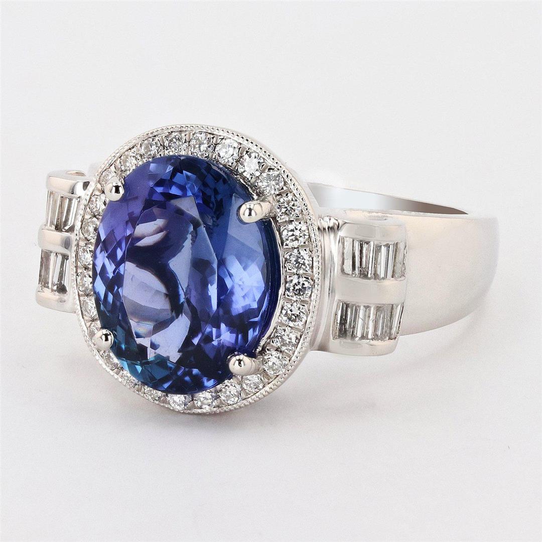 4.63 ctw Tanzanite and 0.54 ctw Diamond Platinum Ring