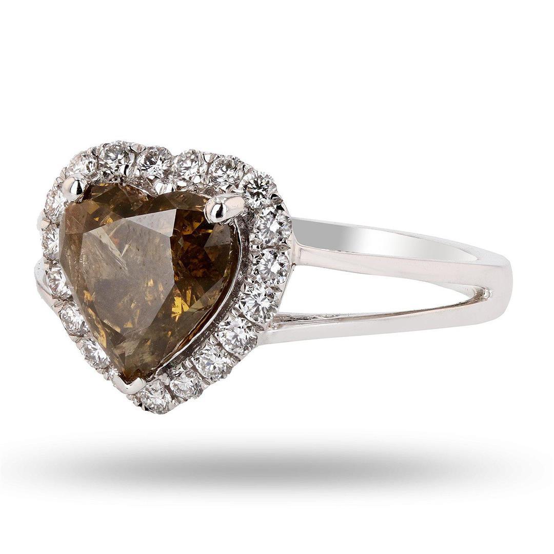 2.01 ctw CENTER Fancy Yellowish Brown Diamond Platinum Ring (2.35 ctw Diamonds)