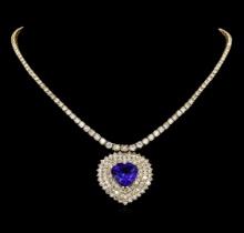 14KT Yellow Gold 13.62 ctw Tanzanite and Diamond Necklace