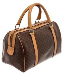 Celine Dark Brown and Tan Leather Macadam Boston Bag