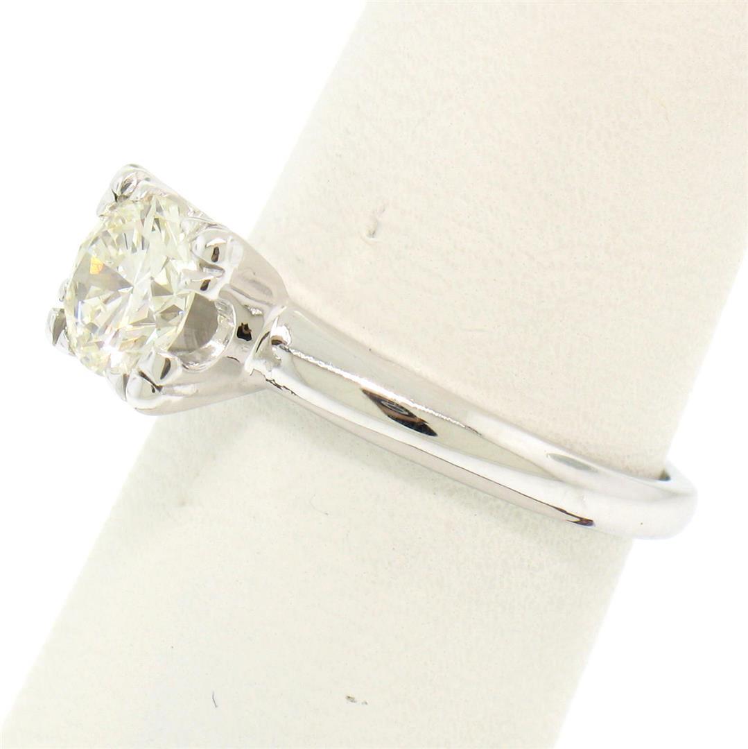 Vintage 14k White Gold 0.83 ctw I VVS2 Round Brilliant Cut Diamond Solitaire Rin