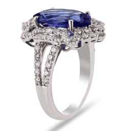 5.00 ctw Tanzanite and 1.32 ctw Diamond Platinum Ring